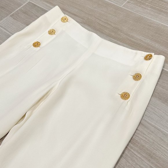 Edward Achour Paris Embellished-Button Bootcut Sailor Trousers E47 Ivory/White - Picture 5 of 16